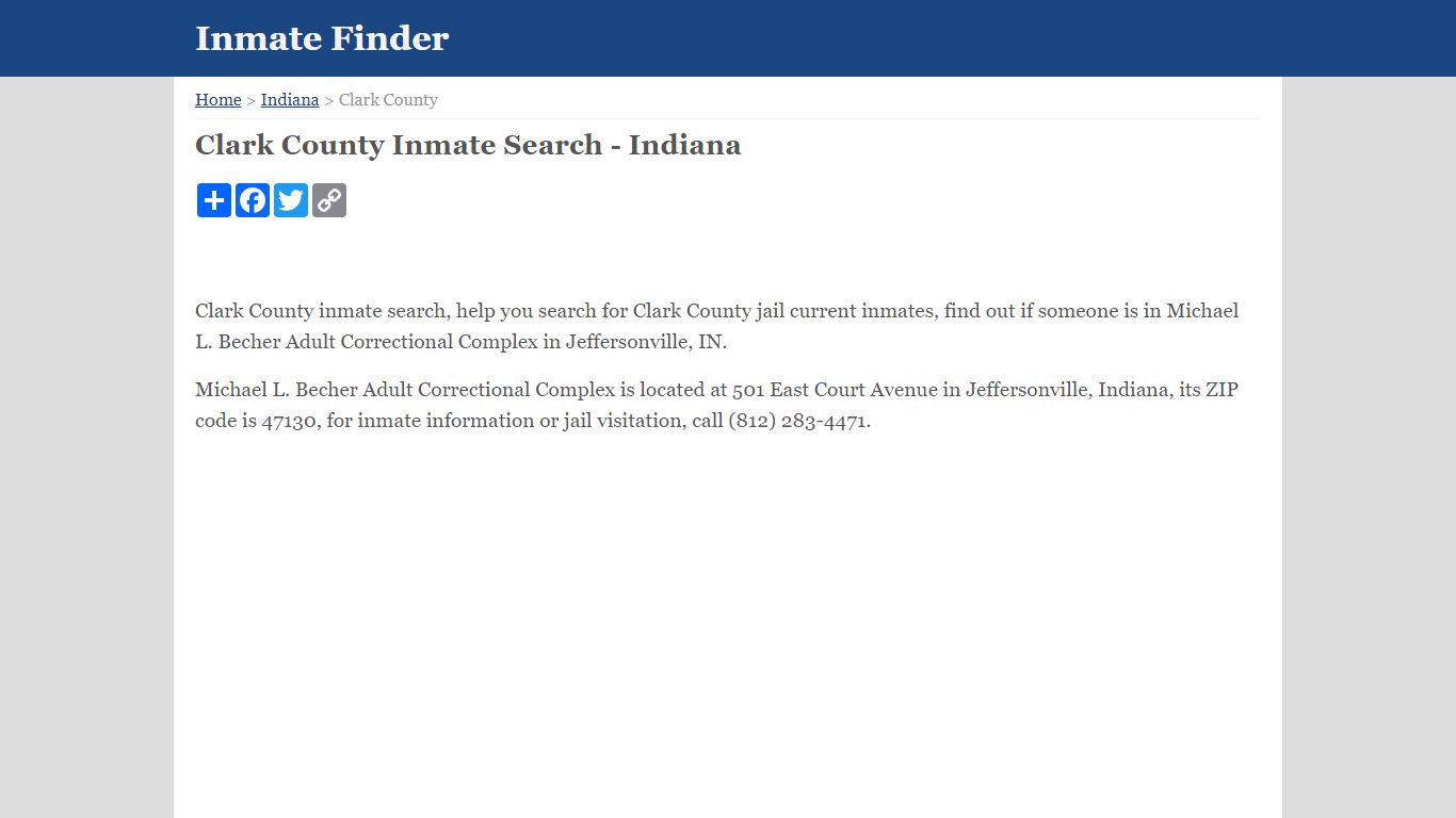 Clark County Inmate Search - Indiana